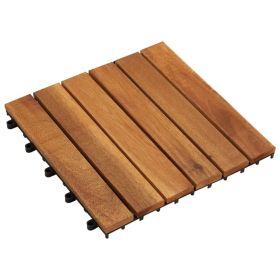 10 pcs Acacia Decking Tiles 11.8"x11.8" Vertical Pattern