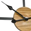 HOMCOM 36 Inch Large Wall Clock, Silent Non Ticking Wood Metal Farmhouse Roman Numeral Clocks for Living Room Decor, Battery Operated, Black