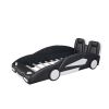 Twin Size Race Car-Shaped Platform Bed with Wheels, Black