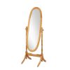 Traditional Queen Anna Style Wood Floor Cheval Mirror, Oak Finish