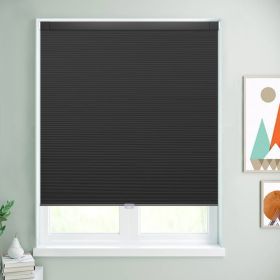 WELLSOURCE Cordless Cellular Shades without Drilling Honeycomb Blinds Blackout for Windows Bed Room, Office Easy to Install Custom Size (Color: Black)