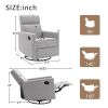 Modern Upholstered Rocker Nursery Chair Plush Seating Glider Swivel Recliner Chair, Gray