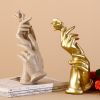 Home Decoration Resin Sculpture Statue Living Room Wine Cabinet Modern Fashion Hand-held Rose Ornaments Golden Crafts Gift