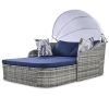 79.9" Outdoor Sunbed with Adjustable Canopy;  Double lounge;  PE Rattan Daybed